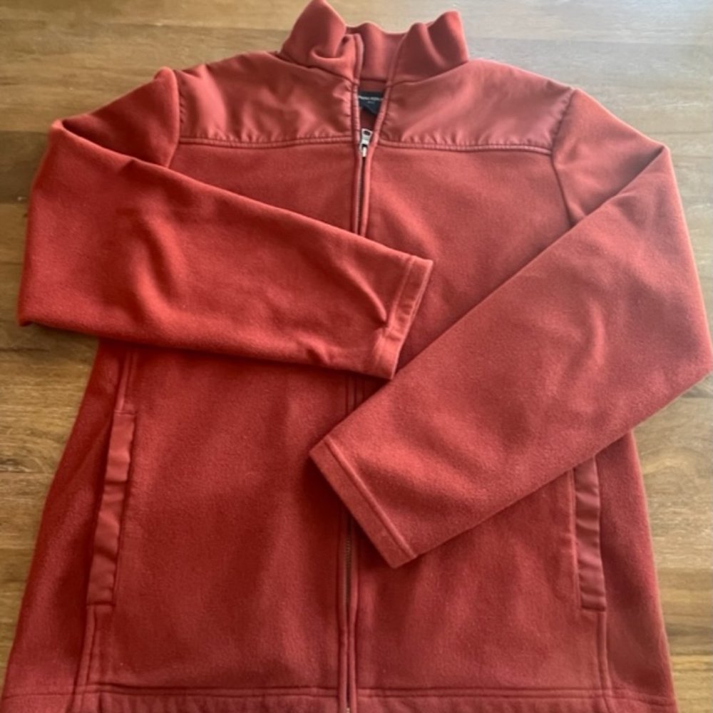 Banana Republic Fleece Jacket Mens Size L Large Full Zip Up Color Rust Maroon